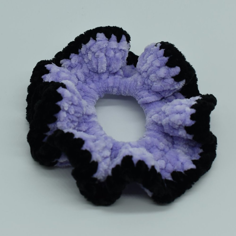 Handcrafted Crochet Purple and black Chenille scrunchie